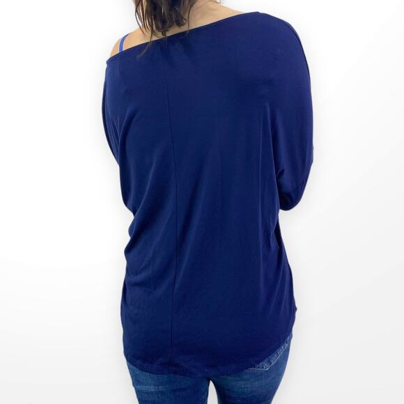 FADED GLORY Blue Long Sleeve Boatneck Basic Top - Picture 5 of 6